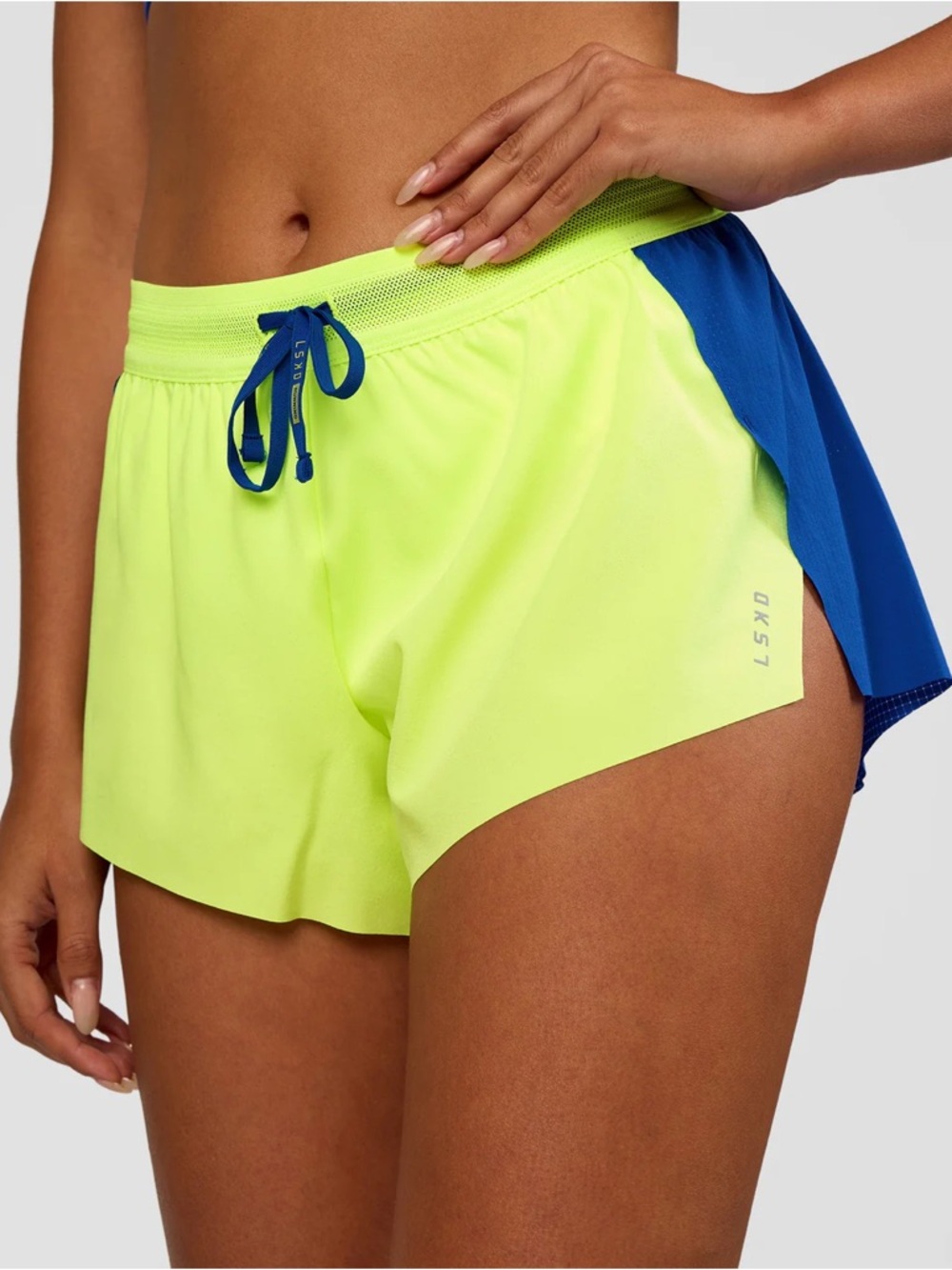 LSKD Accelerate 3" Mid-Rise Running Short - Electric Indigo Lime Glo XS NWT NEW